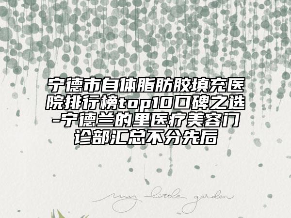 宁德市自体脂肪胶填充医院排行榜top10口碑之选-宁德兰的里医疗美容门诊部汇总不分先后