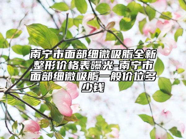 南宁市面部细微吸脂全新整形价格表曝光-南宁市面部细微吸脂一般价位多少钱