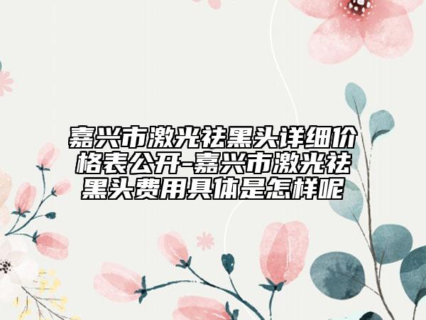 嘉兴市激光祛黑头详细价格表公开-嘉兴市激光祛黑头费用具体是怎样呢