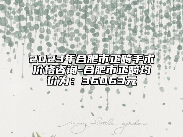 2023年合肥市正畸手术价格咨询-合肥市正畸均价为：36063元