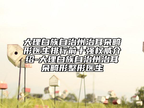 大理白族自治州治耳朵畸形医生排行前十强权威介绍-大理白族自治州治耳朵畸形整形医生