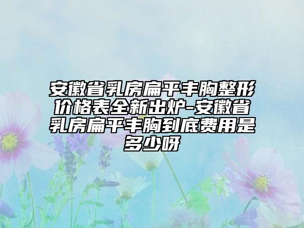 安徽省乳房扁平丰胸整形价格表全新出炉-安徽省乳房扁平丰胸到底费用是多少呀