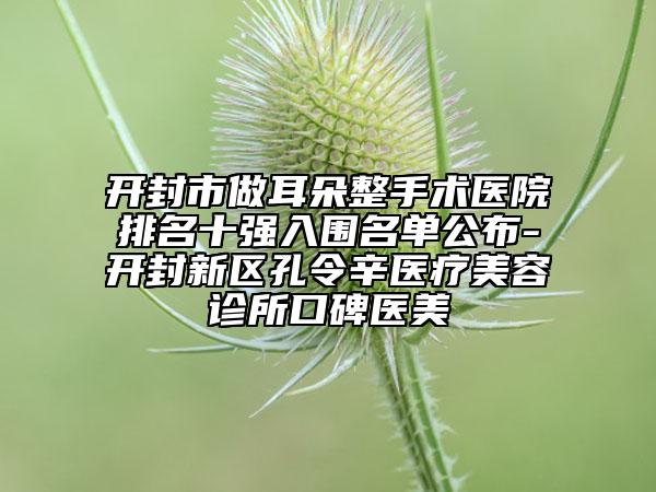 开封市做耳朵整手术医院排名十强入围名单公布-开封新区孔令辛医疗美容诊所口碑医美