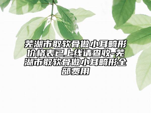 芜湖市取软骨做小耳畸形价格表已上线请查收-芜湖市取软骨做小耳畸形全部费用