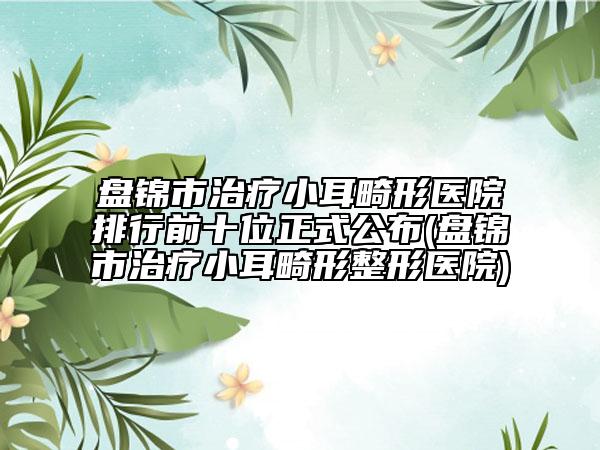 盘锦市治疗小耳畸形医院排行前十位正式公布(盘锦市治疗小耳畸形整形医院)