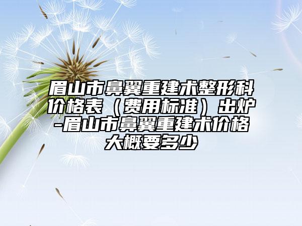 眉山市鼻翼重建术整形科价格表（费用标准）出炉-眉山市鼻翼重建术价格大概要多少