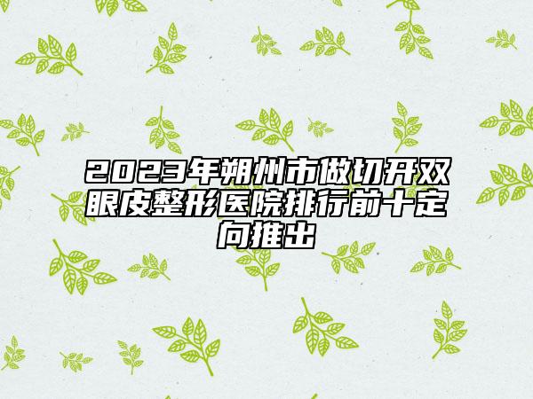 2023年朔州市做切开双眼皮整形医院排行前十定向推出