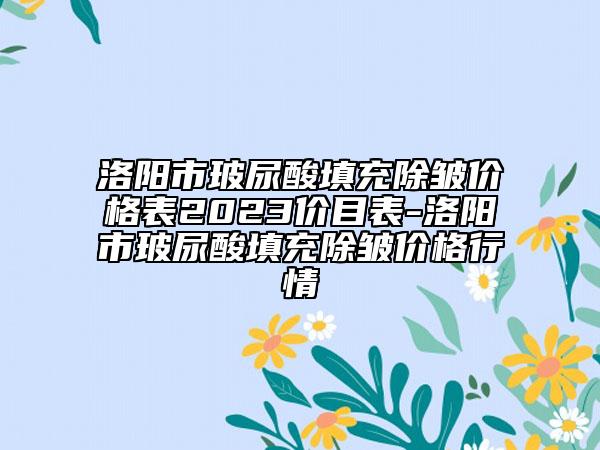 洛阳市玻尿酸填充除皱价格表2023价目表-洛阳市玻尿酸填充除皱价格行情