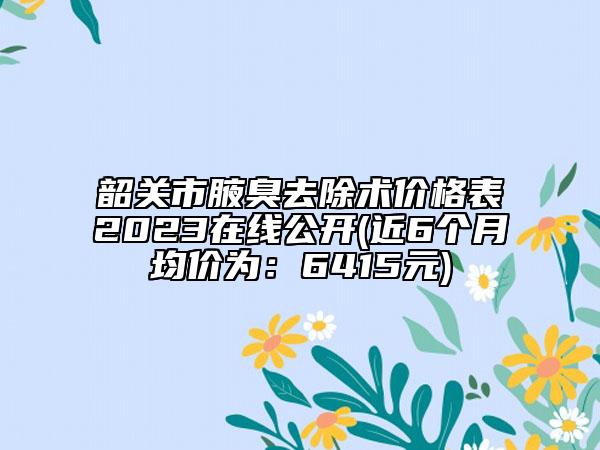 韶关市腋臭去除术价格表2023在线公开(近6个月均价为：6415元)