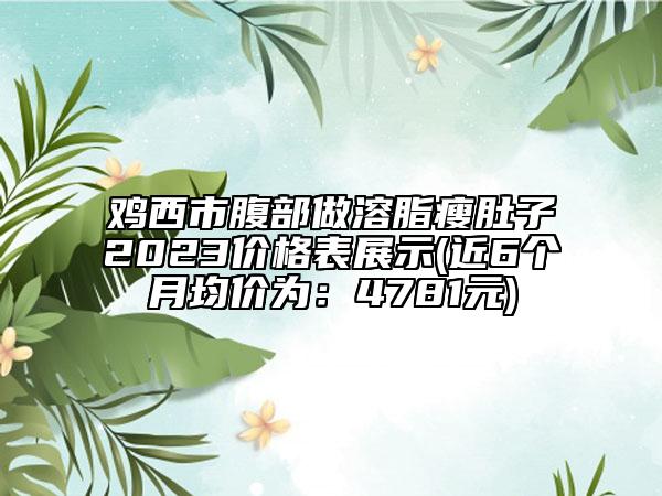 鸡西市腹部做溶脂瘦肚子2023价格表展示(近6个月均价为：4781元)