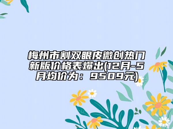 梅州市割双眼皮微创热门新版价格表爆出(12月-5月均价为：9509元)