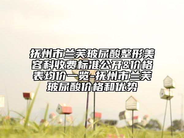 抚州市兰芙玻尿酸整形美容科收费标准公开&价格表均价一览-抚州市兰芙玻尿酸价格和优势