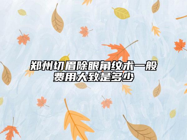 郑州切眉除眼角纹术一般费用大致是多少
