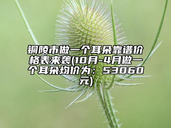 铜陵市做一个耳朵靠谱价格表来袭(10月-4月做一个耳朵均价为：53060元)