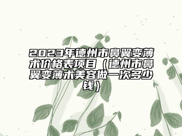 2023年德州市鼻翼变薄术价格表项目（德州市鼻翼变薄术美容做一次多少钱）