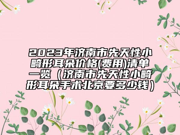 2023年济南市先天性小畸形耳朵价格(费用)清单一览（济南市先天性小畸形耳朵手术北京要多少钱）