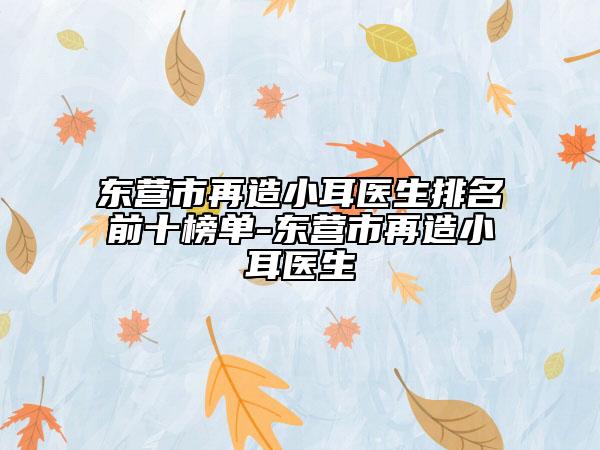 东营市再造小耳医生排名前十榜单-东营市再造小耳医生