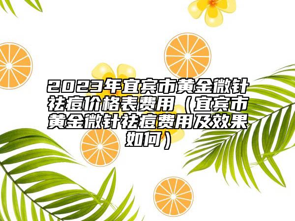 2023年宜宾市黄金微针祛痘价格表费用（宜宾市黄金微针祛痘费用及效果如何）