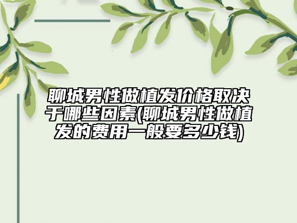 聊城男性做植发价格取决于哪些因素(聊城男性做植发的费用一般要多少钱)