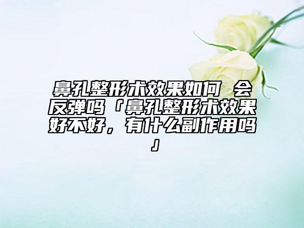 鼻孔整形术效果如何 会反弹吗「鼻孔整形术效果好不好，有什么副作用吗」