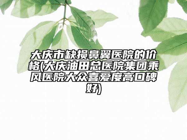 大庆市缺损鼻翼医院的价格(大庆油田总医院集团乘风医院大众喜爱度高口碑好)