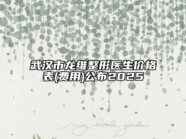 武汉市龙维整形医生价格表(费用)公布2025
