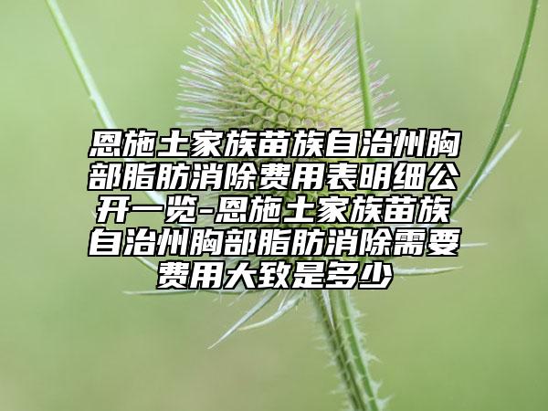 恩施土家族苗族自治州胸部脂肪消除费用表明细公开一览-恩施土家族苗族自治州胸部脂肪消除需要费用大致是多少