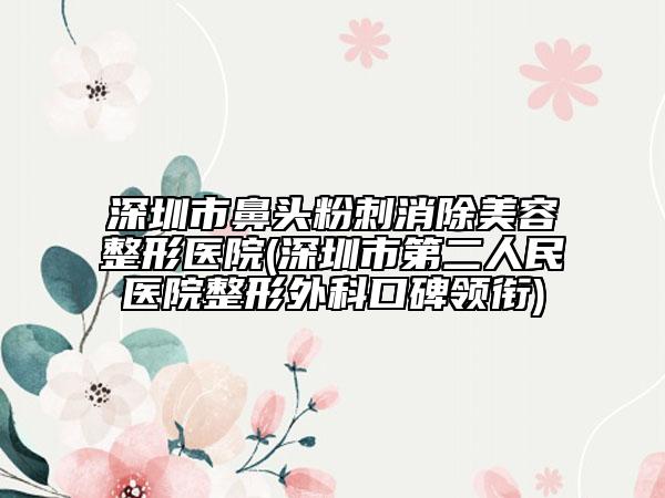 深圳市鼻头粉刺消除美容整形医院(深圳市第二人民医院整形外科口碑领衔)