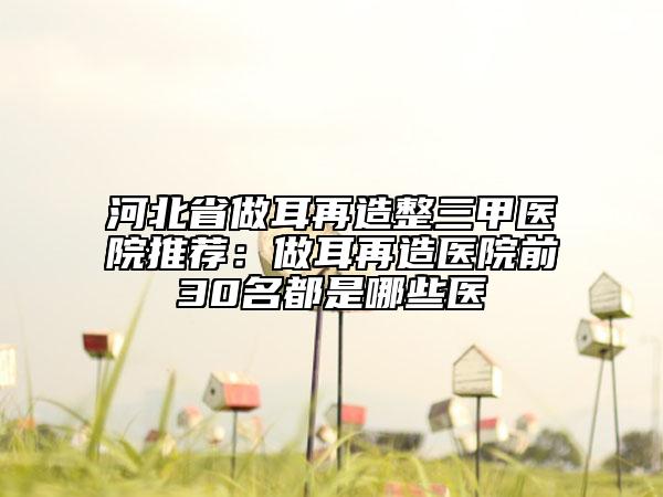 河北省做耳再造整三甲医院推荐：做耳再造医院前30名都是哪些医