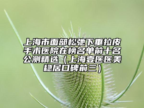 上海市面部松弛下垂拉皮手术医院在榜名单前十名公测精选（上海壹医医美稳居口碑前三）