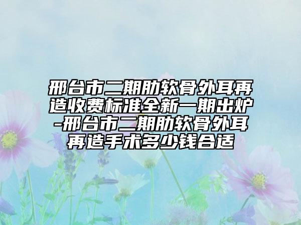邢台市二期肋软骨外耳再造收费标准全新一期出炉-邢台市二期肋软骨外耳再造手术多少钱合适