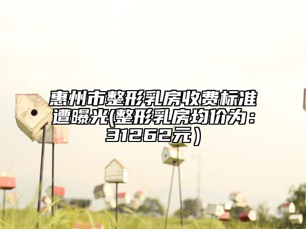 惠州市整形乳房收费标准遭曝光(整形乳房均价为：31262元）