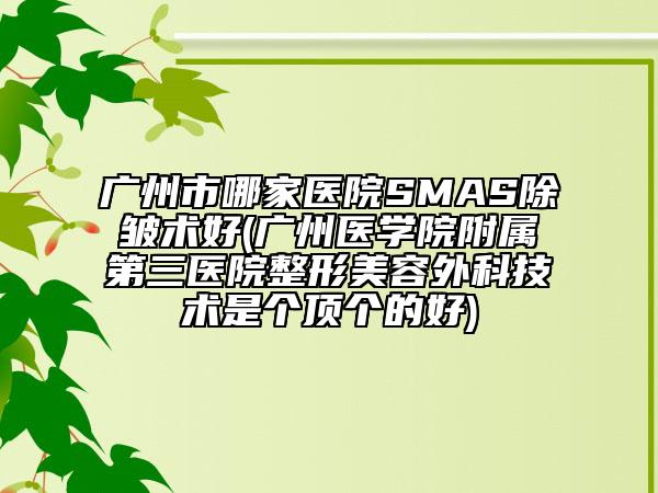 广州市哪家医院SMAS除皱术好(广州医学院附属第三医院整形美容外科技术是个顶个的好)