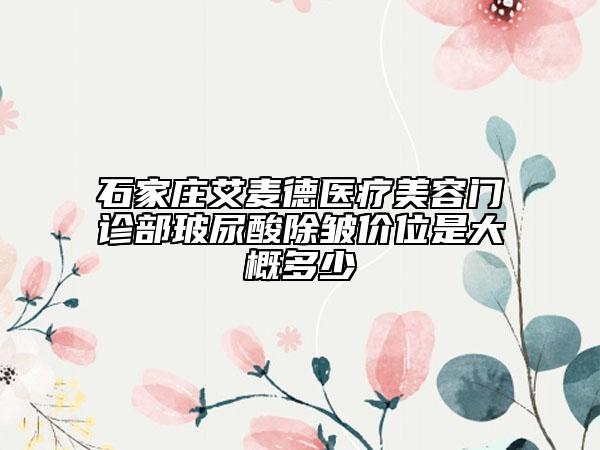 石家庄艾麦德医疗美容门诊部玻尿酸除皱价位是大概多少