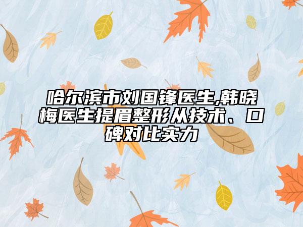 哈尔滨市刘国锋医生,韩晓梅医生提眉整形从技术、口碑对比实力