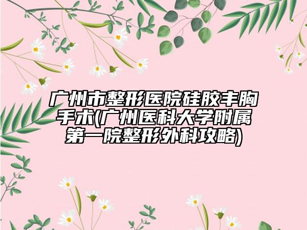 广州市整形医院硅胶丰胸手术(广州医科大学附属第一院整形外科攻略)