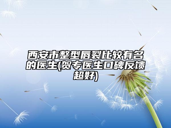 西安市整型唇裂比较有名的医生(贺专医生口碑反馈超好)