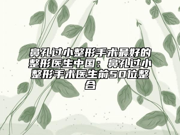 鼻孔过小整形手术最好的整形医生中国：鼻孔过小整形手术医生前50位整合