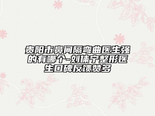 贵阳市鼻间隔弯曲医生强的有哪个-刘体宁整形医生口碑反馈赞多
