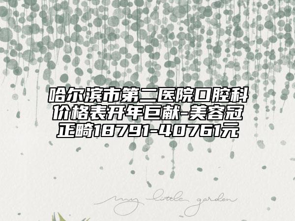 哈尔滨市第二医院口腔科价格表开年巨献-美容冠正畸18791-40761元