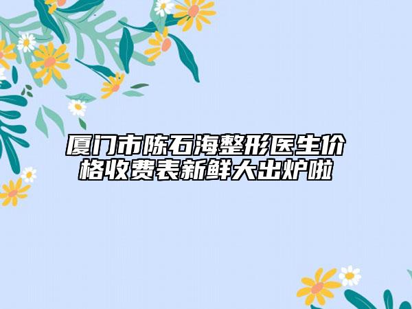 厦门市陈石海整形医生价格收费表新鲜大出炉啦