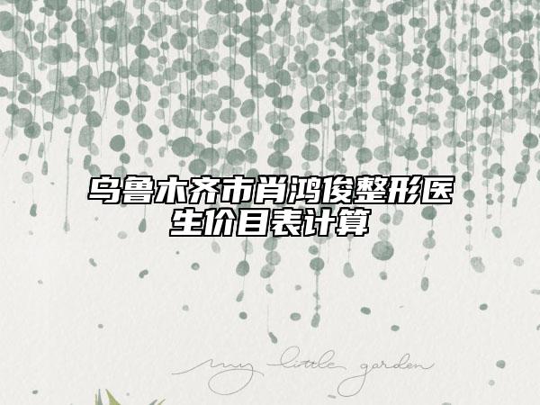 乌鲁木齐市肖鸿俊整形医生价目表计算