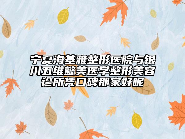 宁夏海基雅整形医院与银川五维懿美医学整形美容诊所凭口碑那家好呢