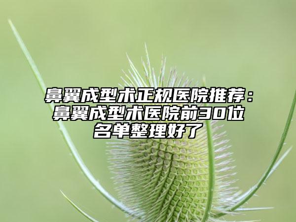 鼻翼成型术正规医院推荐：鼻翼成型术医院前30位名单整理好了