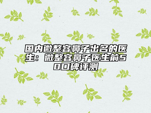 国内微整容鼻子出名的医生：微整容鼻子医生前50口碑评测