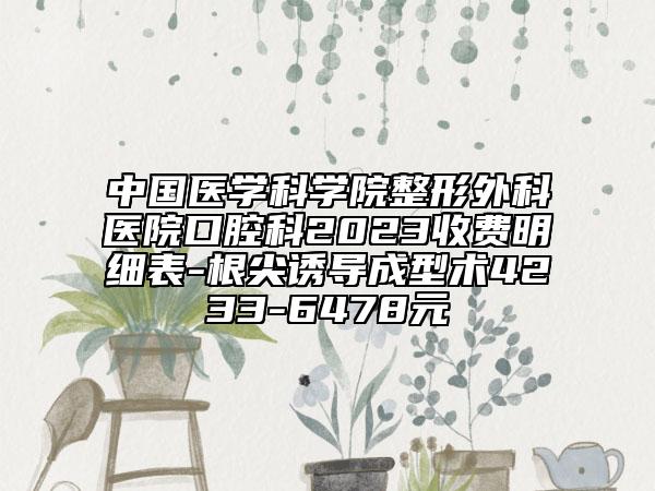 中国医学科学院整形外科医院口腔科2023收费明细表-根尖诱导成型术4233-6478元