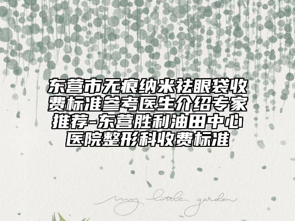 东营市无痕纳米祛眼袋收费标准参考医生介绍专家推荐-东营胜利油田中心医院整形科收费标准