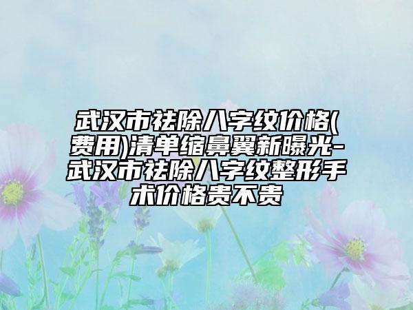 武汉市祛除八字纹价格(费用)清单缩鼻翼新曝光-武汉市祛除八字纹整形手术价格贵不贵