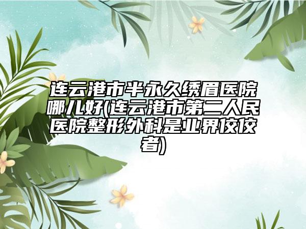 连云港市半永久绣眉医院哪儿好(连云港市第二人民医院整形外科是业界佼佼者)