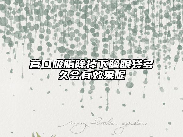 营口吸脂除掉下睑眼袋多久会有效果呢